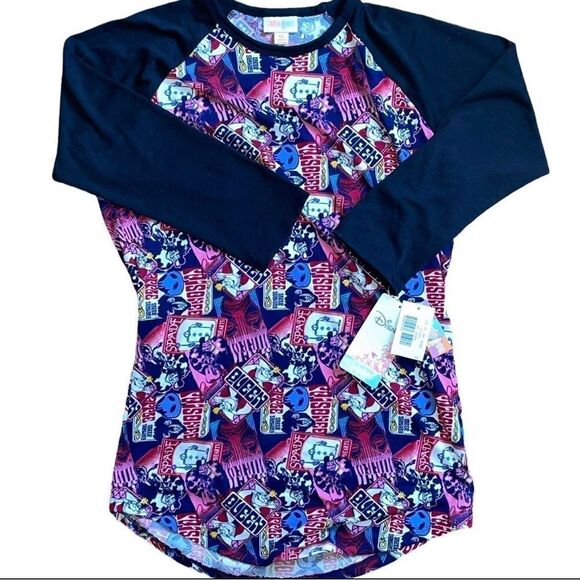 LuLaRoe Women’s XS Randy Baseball Tee Disney Villains Raglan Sleeves Loungewear - Picture 5 of 16